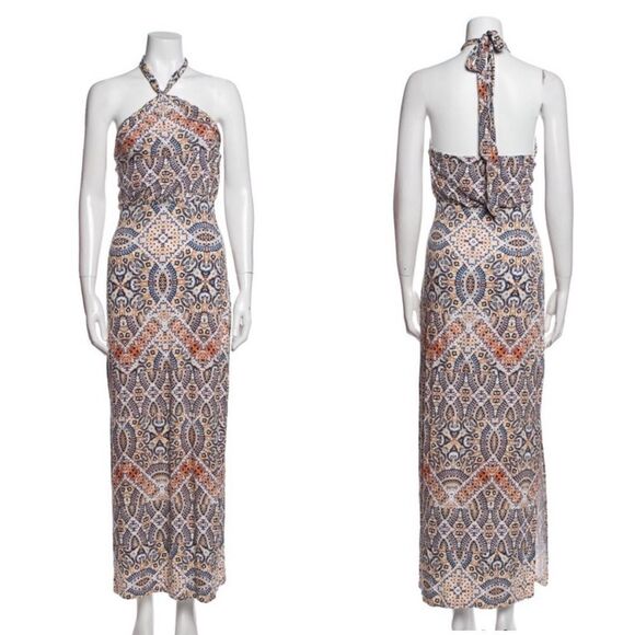 ☀️ Cynthia Rowley Halter Printed Jersey Knit Maxi Dress kaleidoscope boho - Picture 1 of 9